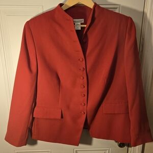 Vintage Jessica London Red Blazer Size 18W Fabric Buttons Shoulder Pads